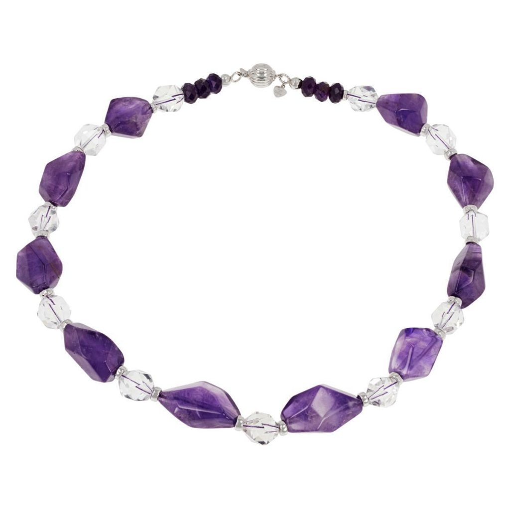 Colleen Lopez Sterling Silver Amethyst And Crystal Quartz Necklace 18